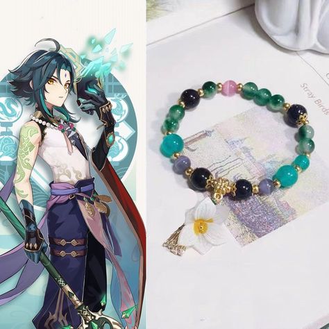 Genshin Impact Xiao Beaded Bracelet CharactersXiao NoteUnofficial merchandisefan-made inspired artwork. Xiao Outfit Ideas, Genshin Things To Buy, Genshin Impact Gift Ideas, Xiao Necklace, Genshin Bracelet Ideas, Xiao Bracelet, Scaramouche Bracelet, Xiao Outfit, Genshin Accessories