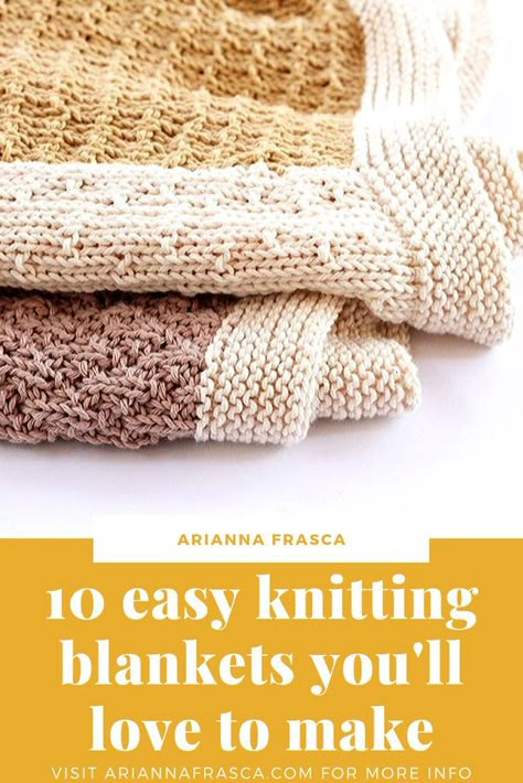 Throw Knitting Pattern Free, Simple Blanket Knitting Pattern, Blankets To Knit, Free Blanket Knitting Patterns For Beginners, Free Knit Lapghan Patterns, Beginner Knitted Blanket, Knit Lapghans Free Patterns, Knitted Projects For Beginners, Simple Knitted Blanket