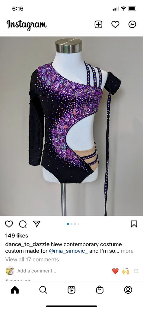 Sparkly Dance Costume, Pretty Dance Costumes, Purple Rhinestone, Dance Outfits, Dance Costumes, Peplum Top, Purple, Women's Top, Black