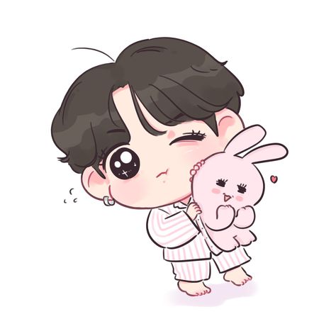 Jungkook Chibi Fanart, Jungkook Cartoon, Bts Chibi Jungkook Cute, Chibi Jungkook, Jungkook Chibi, Anime Bts, Taehyung Instagram, Cute Easy Doodles, Easy Doodles