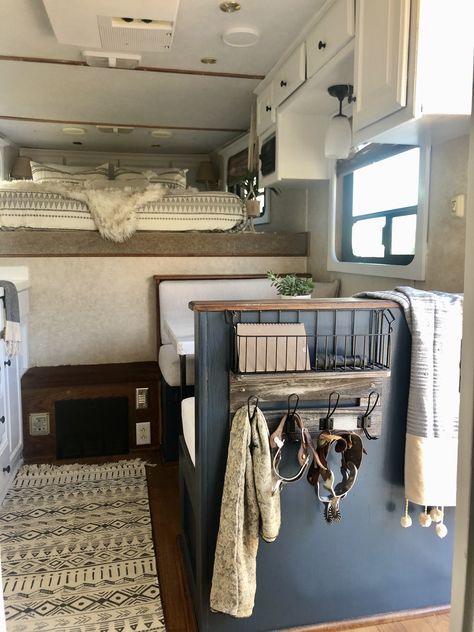 Horse Trailer Remodel Live In Quarters Horse Trailer, Live In Horse Trailer, Horse Trailer House, Country Camper Remodel, Redone Living Quarters Horse Trailer, Western Horse Trailer Decor, Gooseneck Horse Trailer Ideas, Remodeled Horse Trailers, 3 Horse Trailer With Living Quarters