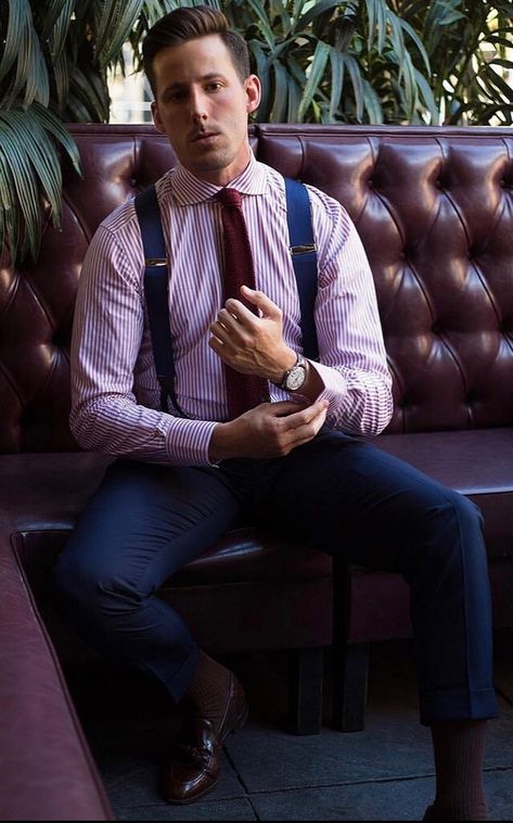 Suspenders Fashion, Mens Braces, Tie Outfit, Mens Dress Outfits, Braces Suspenders, Outfit Hombre, Suspenders Men, Mens Dress Socks, Designer Suits For Men