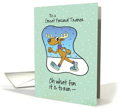 To Personal Trainer Running Exercise Reindeer Christmas card Reindeer Christmas Card, Gym Teacher, Runner Inspiration, Christmas Stationery, Personalised Christmas Cards, Printable Christmas Cards, Christmas Holiday Cards, Christmas Templates, Reindeer Christmas