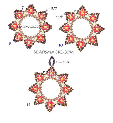 Beaded Earrings Tutorials, Jewerly Making, Bead Embroidery Patterns, Beaded Christmas Ornaments, Bead Weaving Patterns, Necklace Patterns, Seed Bead Tutorial, Bead Stitching, Beaded Bracelet Patterns