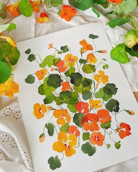 Loose Watercolor Flowers, Watercolour Inspiration, Watercolor Flower Art, Watercolor Inspiration, Watercolor Drawing, Watercolor Cards, Botanical Art, Flower Drawing, Floral Painting