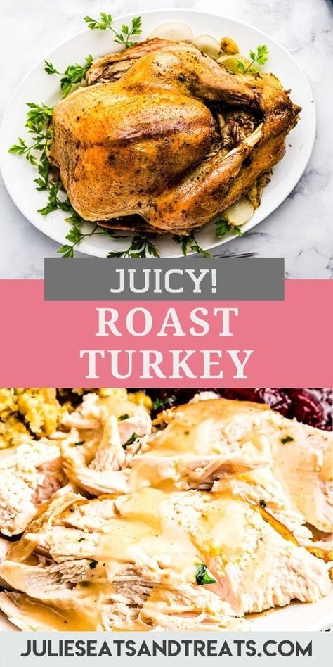 Easy, fuss-free Roast Turkey that anyone can make. If you want to make turkey for the holidays this is the recipe to use. Anyone can make it. It's tender, juicy turkey meat with a crispy skin. Plus, there's no brining for this easy turkey recipe! #roast #turkey Roast Turkey Recipes Thanksgiving, Easy Roast Turkey, Best Roasted Turkey, Perfect Roast Turkey, Easy Roast, Herb Roasted Turkey, Roast Turkey Recipes, Meat Eater, Oven Roasted Turkey