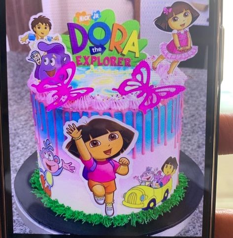 Dora Birthday Cake, Square Cake Design, Explorer Birthday Party, Dora Cake, Alcohol Cake, Cake Design Ideas, Wine Cake, Birthday Cakes For Teens, 2 Birthday Cake