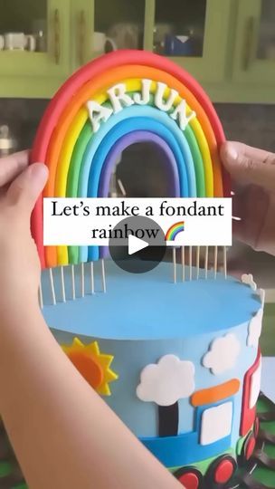 How To Make Fondant Rainbow Topper, How To Make A Rainbow Cake Topper, Fondant Rainbow Cake Topper Tutorial, Bluey Fondant Toppers, How To Make Rainbow, How To Make Fondant Rainbow, Fondant Rainbow Tutorial, How To Make A Rainbow, Fondant Tutorial For Beginners