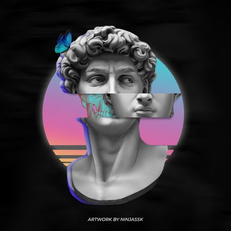 Retrowave Wallpaper, Retrowave Aesthetic, Aesthetic Greek, Glitch Aesthetic, Aesthetic Statue, Vaporwave Art, New Retro Wave, Vaporwave Aesthetic, Graphic Tshirt Design