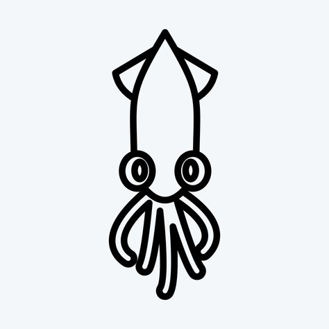 Icon Squid. suitable for Meat. line style. simple design editable. design template vector. simple illustration Cartoon Squid, Squid Tattoo Design Simple, Squid Illustration, Squid Drawing, Baby Squid, Squid Tattoo, Logo Banners, Simple Illustration, Cityscape Photos