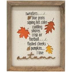 G35024 Flushed Cheeks, White Wood Paneling, I Love Autumn, Leaf Cutout, Sweaters Blue, Hot Cider, Love Autumn, Rustic Fall Decor, Tan Background