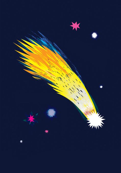 Star Character Illustration, Stars Illustration Art, Authenticity Illustration, Shooting Star Painting, Shooting Star Illustration, Shooting Star Drawing, Photocard Frame, Stars Animation, Bold Illustration