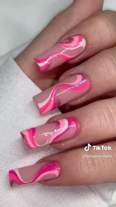 Swirly Nails, Purple Acrylic Nails, Nail Art Designs Diy, Acrylic Nails Coffin Pink, Toe Nail Designs, Unique Nails, Classy Nails, Coffin Nails Designs, Pretty Acrylic Nails