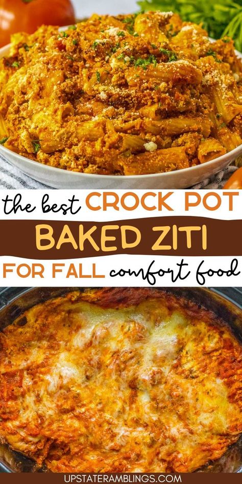 Crock Pot Baked Ziti Pasta For A Crowd Crockpot, Crock Pot Meals For Large Groups, Crockpot Ziti Slow Cooker, Crockpot Food For A Crowd, Crocktober Crock Pot Recipes, Crock Pot Casseroles, Crock Pot Pasta Recipes, 5 Ingredient Crock Pot Recipes, Simple Crock Pot Recipes