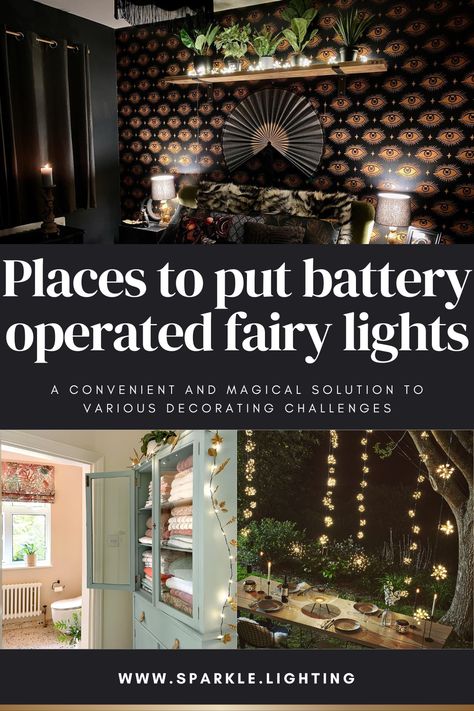 Cluster Fairy Lights, Fairy Lights In Lanterns, Indoor Fairy Lights Ideas, How To Decorate With Fairy Lights, Diy Mood Lighting, Battery Powered Fairy Lights, Glass Kitchen Cabinets, Fairy Lights Decor, String Lights In The Bedroom