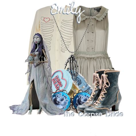 "Emily the Corpse Bride" by magykgirlz on Polyvore Corpse Bride Disneybound, Emily Corpse Bride Inspired Outfit, Corpse Bride Inspired Outfits, Emily The Corpse Bride, Shifting Outfits, Emily Corpse Bride, The Corpse Bride, Cartoon Fashion, Friday Outfit