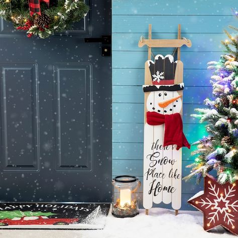 Snowman Sign, Wooden Snowman, Black Top Hat, Wooden Welcome Signs, Christmas Wall Hangings, Wood Painting Art, Christmas Sleigh, Sign Wall Decor, Decorations For Home