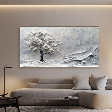 Plaster Art Landscape, Textured Tree Painting, Modeling Paste Painting, Plaster Wall Art Trees, Large Canvas Painting Ideas, Plaster Painting On Canvas, Plaster Waves On Canvas, Plaster Art Two Canvas, 3d Wall Art Plaster Of Paris