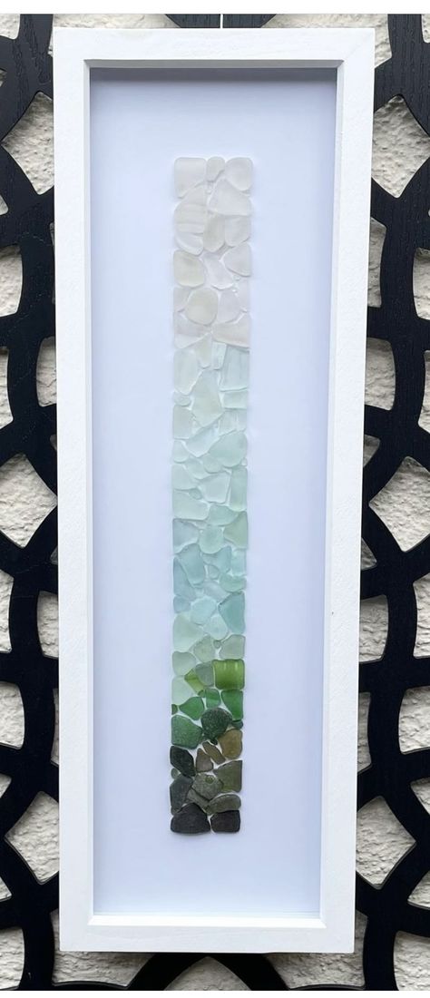 Wave Seaglass Art, Beach Glass And Driftwood Art, Displaying Sea Glass Ideas, Sea Glass Stained Glass Windows, Beach Glass Mosaic Diy Ideas, Easy Sea Glass Art, Sea Glass Wave, Sea Glass Collage, Sea Glass Display Ideas