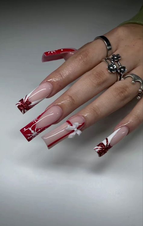 Christmas Nail Designs Acrylic, Rich Rich, Red Christmas Nails, Red Acrylic Nails, Drip Nails, Colored Acrylic Nails, Girly Acrylic Nails, Short Square Acrylic Nails, Long Acrylic Nails Coffin