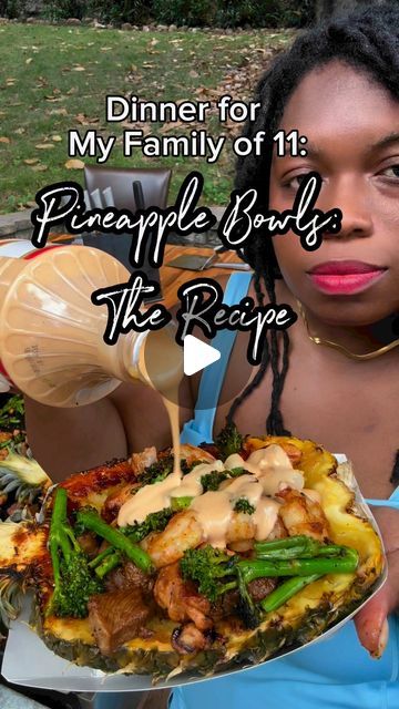 Melanie Renee on Instagram: "Pineapple Bowls are literally a quick and easy way to make your family want to kiss the cook. 🧑🏽‍🍳💋 #pineapplebowl #EasyDinner #eatathome #hibachi #Familyof11 #PineappleBowlRecipe #FYP#" Pineapple Rice Bowl, Pineapple Bowl Recipe, Pineapple Bowls, Pineapple Boats, Lunch Bowls, Pineapple Bowl, Chef Tips, Summer Grilling Recipes, Lunch Bowl