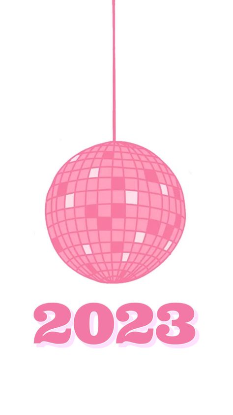 2023 Pink Logo, Pink Disco Ball Clipart, 2023 Vision Board Pink, Disco Color Palette, New Year Iphone Wallpaper, Background Color Palette, Pink 2023, Number Wallpaper, Pink Ideas