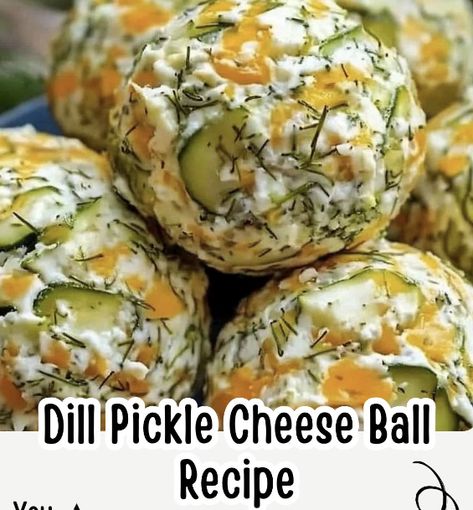 Dill Pickle Cheese Ball Pickle Cream Cheese Balls, Cream Cheese Pickle Balls, Cheese And Pickle Tray, Dill Pickle Cheese Ball Recipes, Dill Pickle Cheese Ball, Pickle Cheese Ball, Cheese Ball Dip, Party Food Easy Appetizers, Cream Cheese Ball