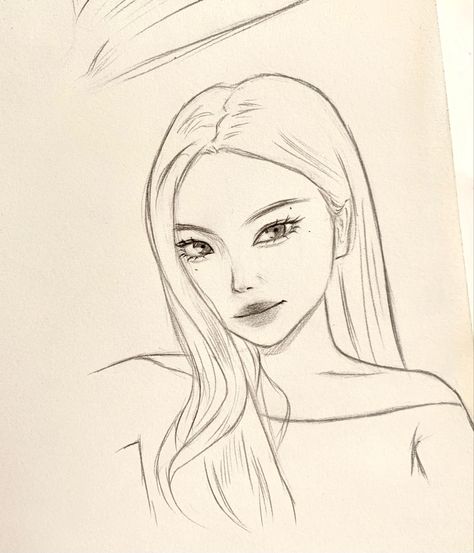 Asian Girl Drawing Sketch, How To Draw Asian People, Korean Girl Sketch, Asian Girl Drawing, Long Hair Drawing, Itzy Wallpaper, Girl Drawing Easy, Anatomy References, Pencil Drawings Of Girls