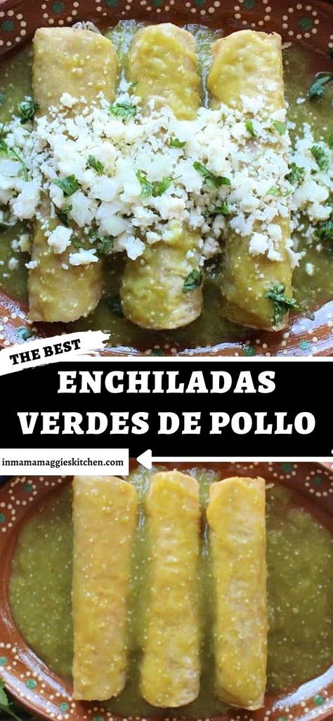 Enchilada Suizas Recipe, Enchilada Suiza Sauce, Tomatillo Chicken Enchiladas, Best Green Chili Chicken Enchiladas, Best Green Chicken Enchiladas, Mexican Green Chili Chicken Enchiladas, Chicken Enchiladas Tomatillo Sauce, Green Enchiladas Authentic, Chile Verde Enchiladas Chicken