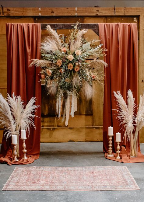 Parisian Nightlife, Pampas Arrangement, Micro Wedding Ceremony, Backdrop Rental, Chic Wedding Inspiration, Boho Wedding Backdrop, Cheap Fall Decor, Boho Backdrop, Harlem Nights