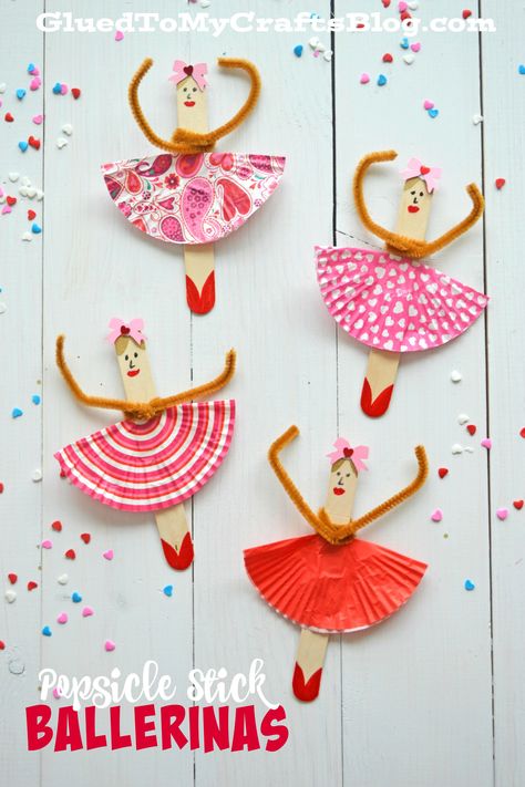 Popsicle Stick Ballerinas - Kid Craft - Glued To My Crafts Popsicle Stick Crafts For Kids, Ballerina Kids, Popsicle Stick Crafts, Popsicle Stick, Camping Crafts, Childrens Crafts, Glue Crafts, Easy Crafts For Kids, Craft Activities For Kids