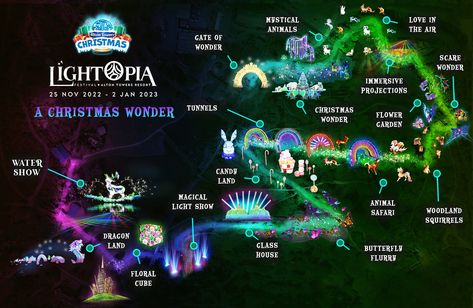 Lightopia Festival | Lanterns, Lights & Christmas Experience Forest Light Installation, Sky Lantern Festival, Taiwan Lantern Festival, Thailand Festival Of Lights, Magical Water, Cosmic Cowboy, Floating Lantern Festival Thailand, Amazing Experiences, Forest Map