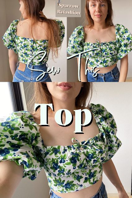 Milkmaid Top Sewing Pattern Free, Crop Top Drawing Reference, Diy Crop Top Pattern, Diy Bustier Top, Remake Clothes Refashioning, Cute Top Pattern, Crop Top Pattern Sewing, Summer Top Sewing Pattern, Diy Bustier