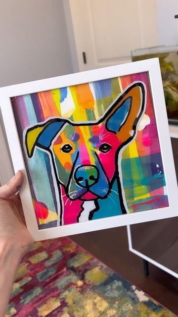 Diy Pet Portrait, Dog Art Projects, Dog Art Diy, Dog Painting Pop Art, Andrea Nelson Art, Andrea Nelson, Pop Art Pet Portraits, Dog Portraits Art, Animal Art Projects