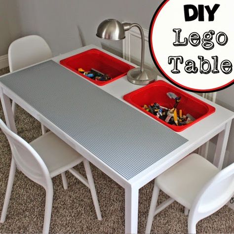 Diy Lego Table From Coffee Table, Diy Ikea Lego Table, Lego Tables Diy, Ikea Lego Table Hack, Lego Table For Older Kids, Kids Lego Table, Diy Lego Table With Storage, Table Lego Diy, Ikea Lego Table