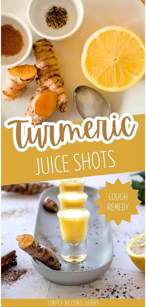 Make turmeric juice shots from our cough remedies category. These shots incorporate turmeric and black pepper, offering a powerful boost to help combat coughs and boost your immune system. Perfect for quick consumption and effective relief. Find more herbal drinks, cold remedies, and immunity drink recipes at simplybeyondherbs.com.