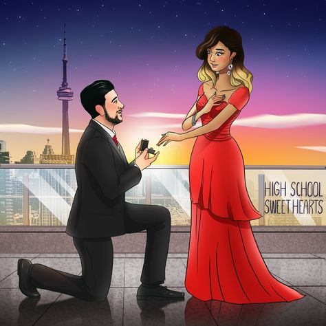 Propose Pic Cartoon, Propose Drawing Art, Marriage Animation, Proposal Caricature, Couple Template, Engagement Theme, Groom Cartoon, Couple Reference, Bride And Groom Cartoon