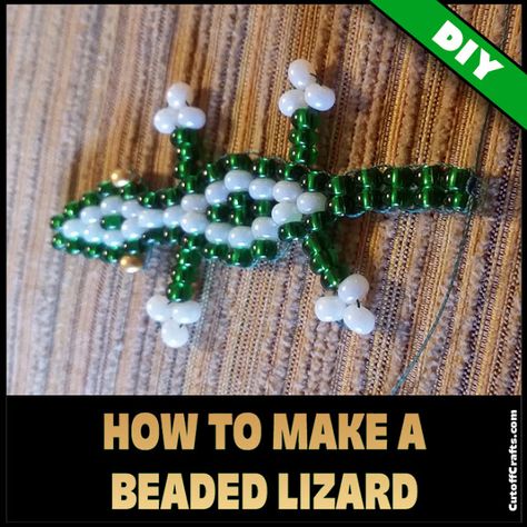 Diy Bead Lizard, Beaded Crocodile Pattern, Beaded Gecko Pattern, Diy Beaded Lizard, Beaded Lizard Tutorial, How To Make A Bead Lizard, Seed Bead Lizard Tutorial, Lizard Bracelet Pattern, How To Make Bead Animals Step By Step