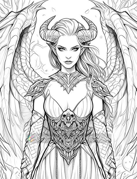 Coloring Pages for Adults Dark Fairies, Mother Earth Art, Zen Colors, Color Drawing Art, Black Comics, Detailed Coloring Pages, Fairy Coloring Pages, Tattoo Style Drawings, Fairy Coloring