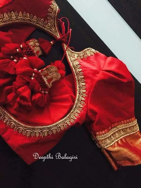 35 Stunning Latest Maggam Work Blouse Designs 2020 Latest Maggam Work, Red Blouse Design, Work Blouse Designs, Silk Saree Blouse Designs Patterns, Maggam Work Blouse, Saree Bollywood, New Saree Blouse Designs, Cutwork Blouse Designs, Blouse Design Images