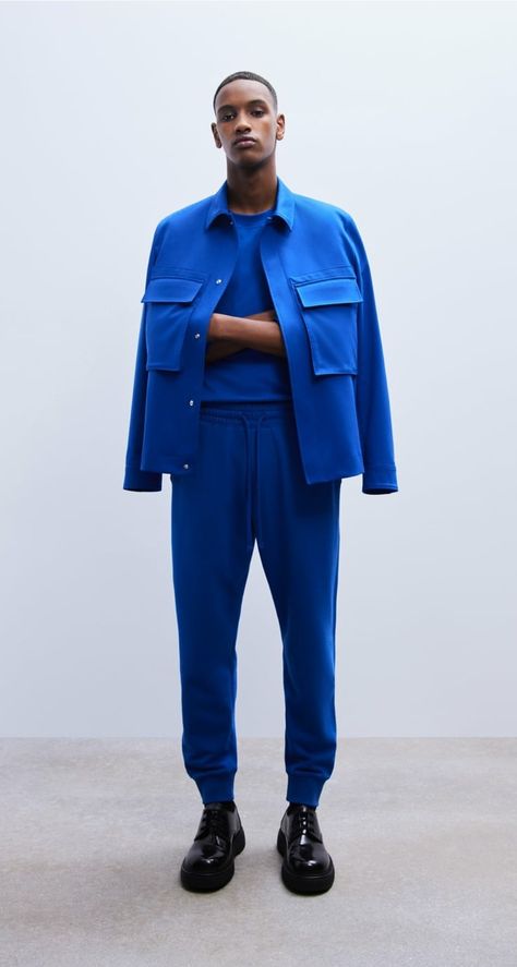 Mens Blue Outfit, Blue Monochromatic Outfit Men, Men’s Monochromatic Outfits, All Blue Outfit Men, Mens Monochromatic Outfit, Zipper Sweater Outfit, Monochromatic Outfit Men, Blue Monochromatic Outfit, Blue Outfit Men