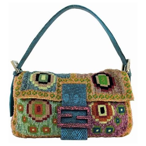 Pre-Owned Fendi Limited Edition Multiclor Beaded Baguette Lizard... (€1.180) ❤ liked on Polyvore featuring bags, handbags, purses, multicolor, multi color handbag, beaded purse, white beaded purse, preowned handbags and bear purse Fendi Clutch, Fendi Tote, Vintage Designer Bags, Fendi Handbag, Vintage Fendi, Colorful Bags, White Purses, Pretty Bags, Beaded Purses