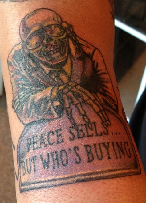 Megadeth "Vic Rattlehead" tattoo I got a few months ago 80s Rock Band Tattoos, Megadeath Tattoos, Metal Music Tattoo, Megadeth Tattoo, Metalhead Tattoo, Vic Rattlehead, 80s Rock Bands, Occult Tattoo, Patch Ideas