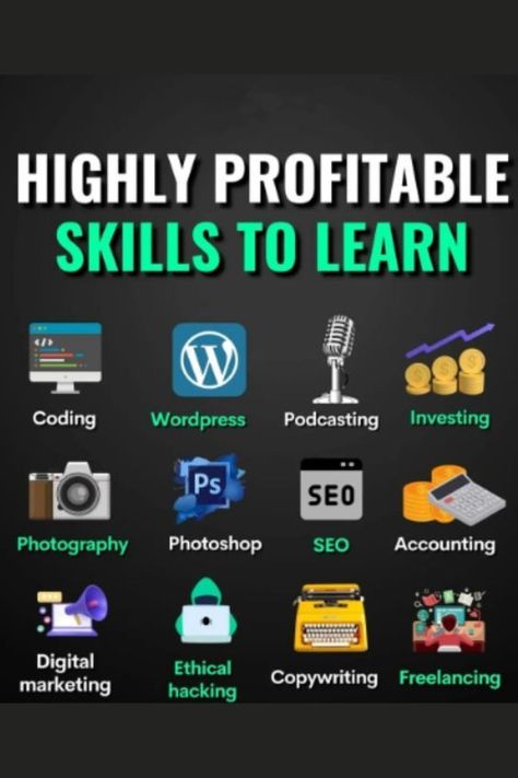 Highly Profitable Skills To Learn Learn Computer Coding, Business Basics, Money Strategy, Freelance Marketing, Money Management Advice, Financial Life Hacks, Learning Websites, Money Life Hacks, Money Making Hacks