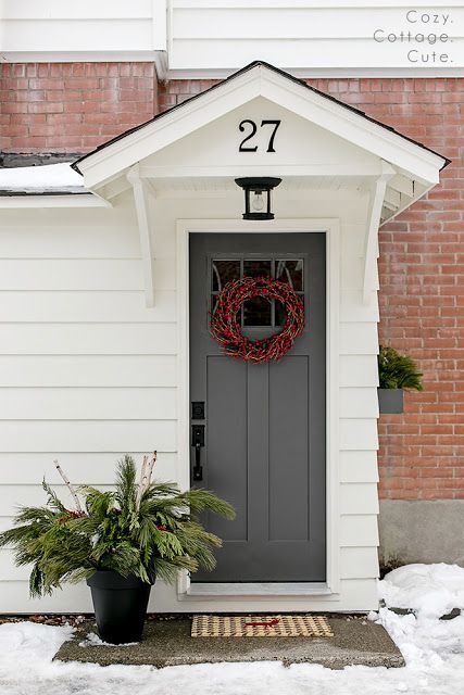 Benjamin Moore Iron Mountain Gray Front Door, Gray Front Door Colors, Entry Door Colors, Home Remodeling Exterior, Exterior Door Colors, Best Front Doors, Front Door Paint Colors, Door Colors, Iron Mountain