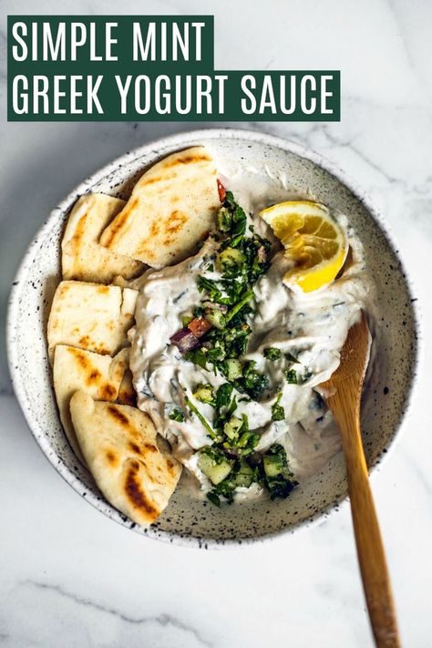 Mint Yogurt Sauce, Greek Yogurt Sauce, Make Greek Yogurt, Mint Yogurt, Grilled Chicken Skewers, Moroccan Chicken, Yogurt Dressing, Mint Sauce, Sauce For Chicken