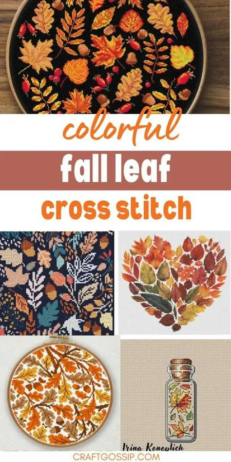 Fall Leaf Cross Stitch Patterns – Cross-Stitch Leaf Cross Stitch, Knitting Quilt, Free Cross Stitch Designs, Indie Craft, Autumn Cross Stitch Patterns, Fall Cross Stitch, Christian Cross Stitch, Fall Crafts Diy, Autumn Crafts