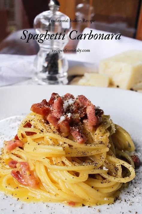 Spaghetti Carbonara Traditional Recipe | Italian Spaghetti alla Carbonara Spaghetti Carbonara With Cream, Carbonara Recipe Authentic, Italian Carbonara Recipe, Traditional Carbonara Recipe, Traditional Spaghetti, Spaghetti Carbonara Recipe, Pasta Carbonara Recipe, Italian Spaghetti, Recipe Italian