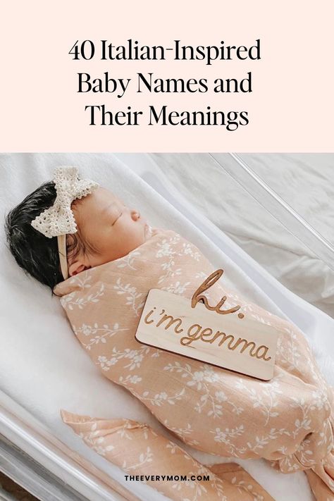 Looking for beautiful baby name inspiration? Read on for 40 Italian baby names that capture Italy's flair for art, beauty, and history. Unique Italian Names, Old Italian Names, Italian Names Girl, Boy Names Italian, Italian Baby Girl Names, Italian Boy Names, Italian Girl Names, English Baby Girl Names, Hispanic Baby Names