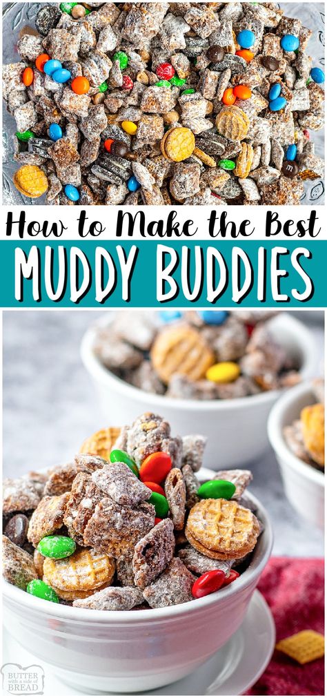 Check Mix Muddy Buddies, Muddy Buddy Mix Recipe, Snacks Made With Chex Cereal, Breakfast Snack Mix Recipes, Muddy Chex Mix Recipes, Oreo Chex Mix Recipes, Snacks With Chex Cereal, Make Your Own Snack Mix Bar, Chex Mix Cereal Recipes